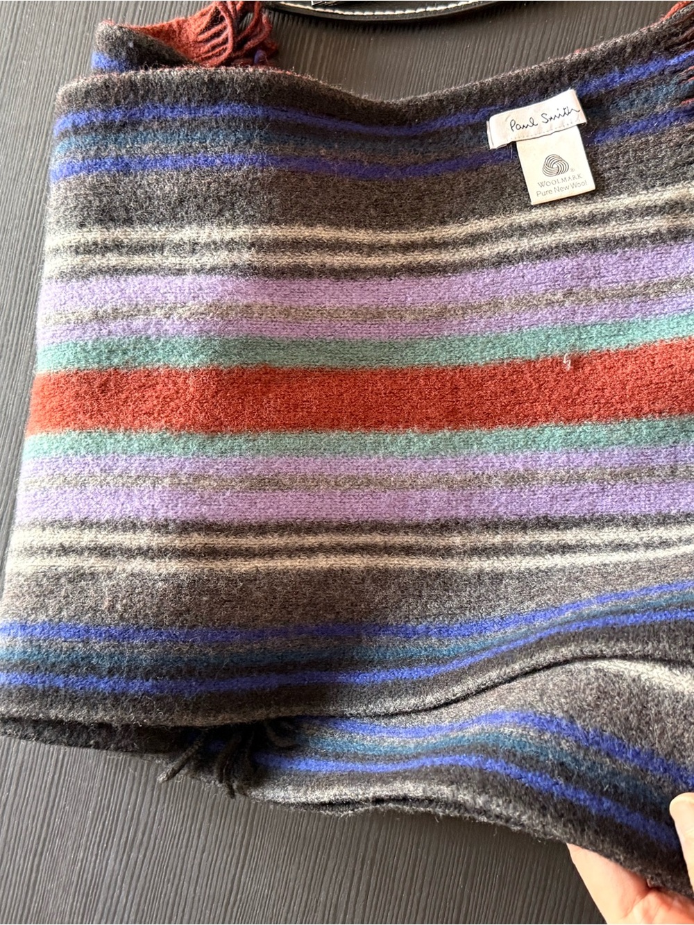 Paul Smith Multicolor Striped Wool Scarf - Red, Blue, Purple, Green, Gray